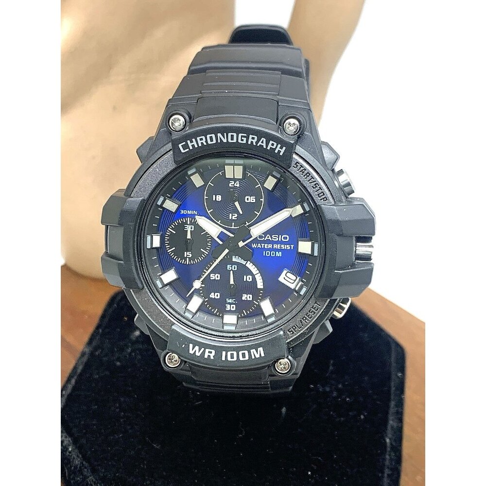 Casio Men's Watch MCW110H-2A Quartz Chronograph Blue Dial Black Resin 45mm 5541